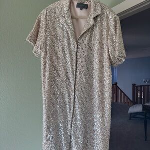 Sunday in Brooklyn Glittering Silver Mini Dress